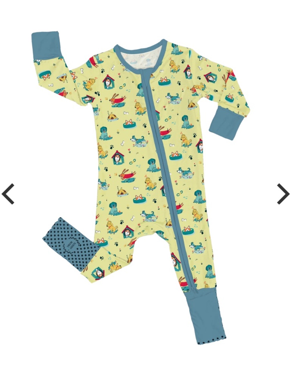 Sunny + Mama Animal Print Footed Pajamas with Blue Trim